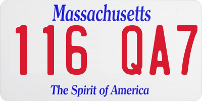 MA license plate 116QA7