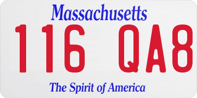 MA license plate 116QA8