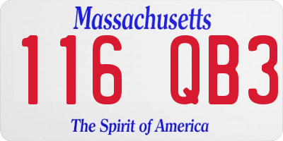 MA license plate 116QB3