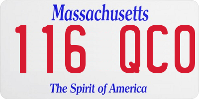 MA license plate 116QC0