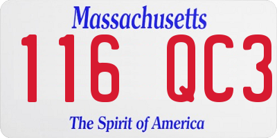 MA license plate 116QC3