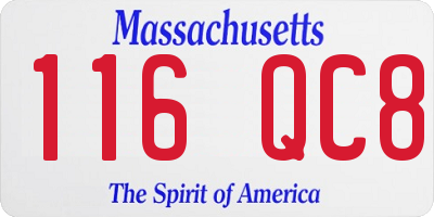 MA license plate 116QC8