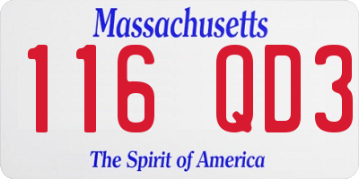 MA license plate 116QD3