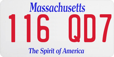 MA license plate 116QD7