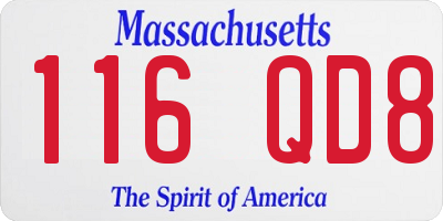 MA license plate 116QD8