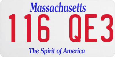MA license plate 116QE3
