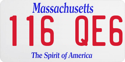 MA license plate 116QE6