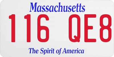 MA license plate 116QE8