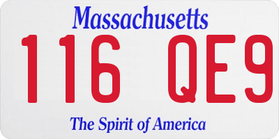 MA license plate 116QE9