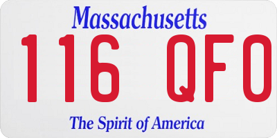 MA license plate 116QF0
