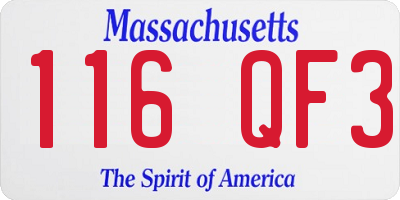 MA license plate 116QF3