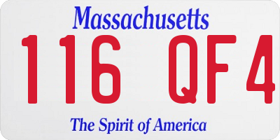 MA license plate 116QF4