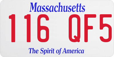 MA license plate 116QF5
