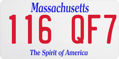 MA license plate 116QF7