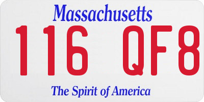 MA license plate 116QF8