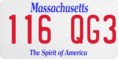 MA license plate 116QG3
