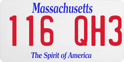 MA license plate 116QH3