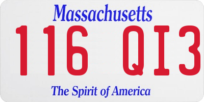 MA license plate 116QI3