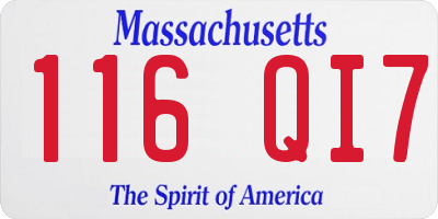 MA license plate 116QI7