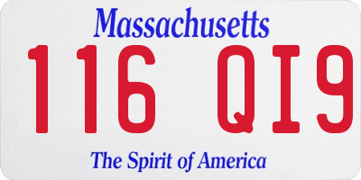 MA license plate 116QI9