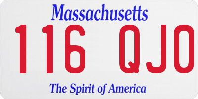 MA license plate 116QJ0