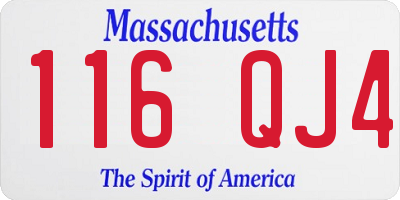MA license plate 116QJ4