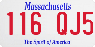 MA license plate 116QJ5