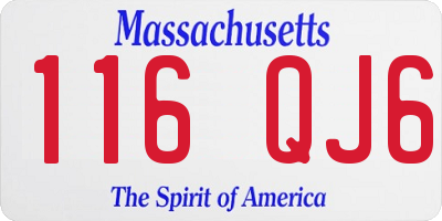 MA license plate 116QJ6