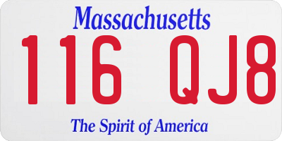 MA license plate 116QJ8