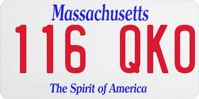 MA license plate 116QK0