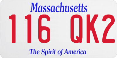 MA license plate 116QK2