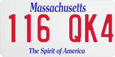 MA license plate 116QK4