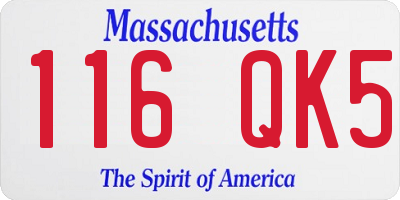 MA license plate 116QK5