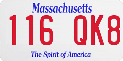 MA license plate 116QK8