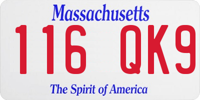 MA license plate 116QK9