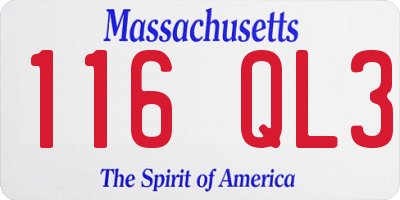MA license plate 116QL3