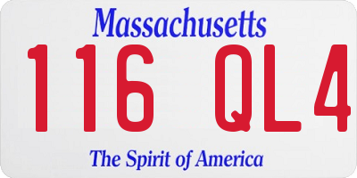 MA license plate 116QL4