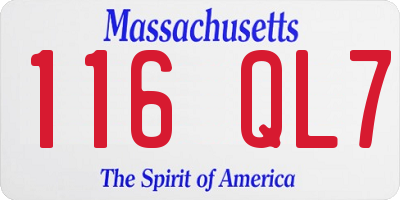 MA license plate 116QL7