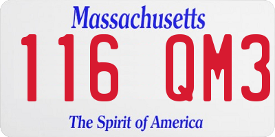 MA license plate 116QM3