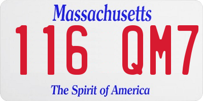 MA license plate 116QM7