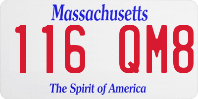 MA license plate 116QM8