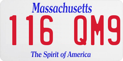 MA license plate 116QM9