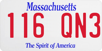 MA license plate 116QN3