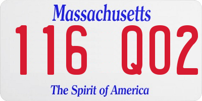 MA license plate 116QO2
