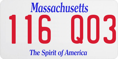 MA license plate 116QO3