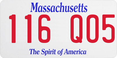 MA license plate 116QO5