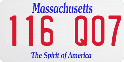 MA license plate 116QO7