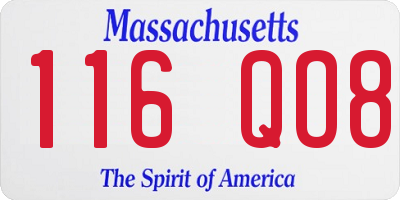 MA license plate 116QO8