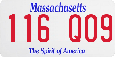 MA license plate 116QO9
