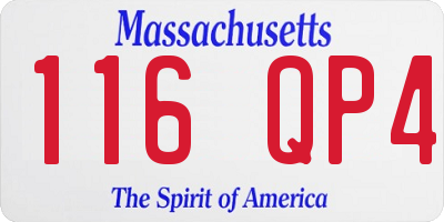 MA license plate 116QP4